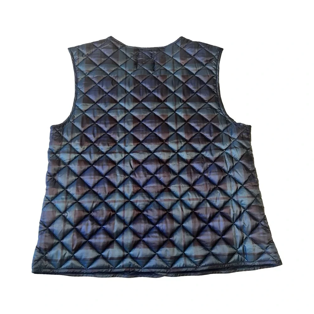 Polo Ralph Lauren Girls Size‎ 12 Diamond Quilted Green Blue Tartan Plaid Vest